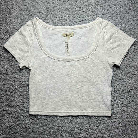 Madewell Top Womens Small Cropped Tee Square Neck Classic Minimalist Party NEW - Picture 1 of 4